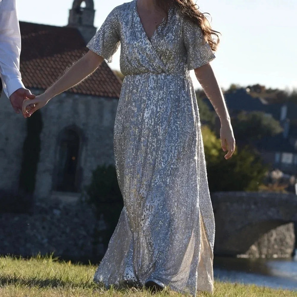 Altar’d‎ State Sequin long cap sleeve dress small - Picture 1 of 14